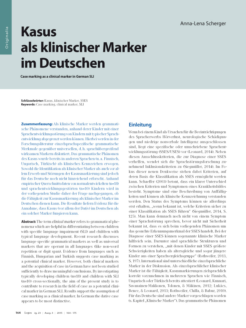 Kasus als klinischer Marker im Deutschen