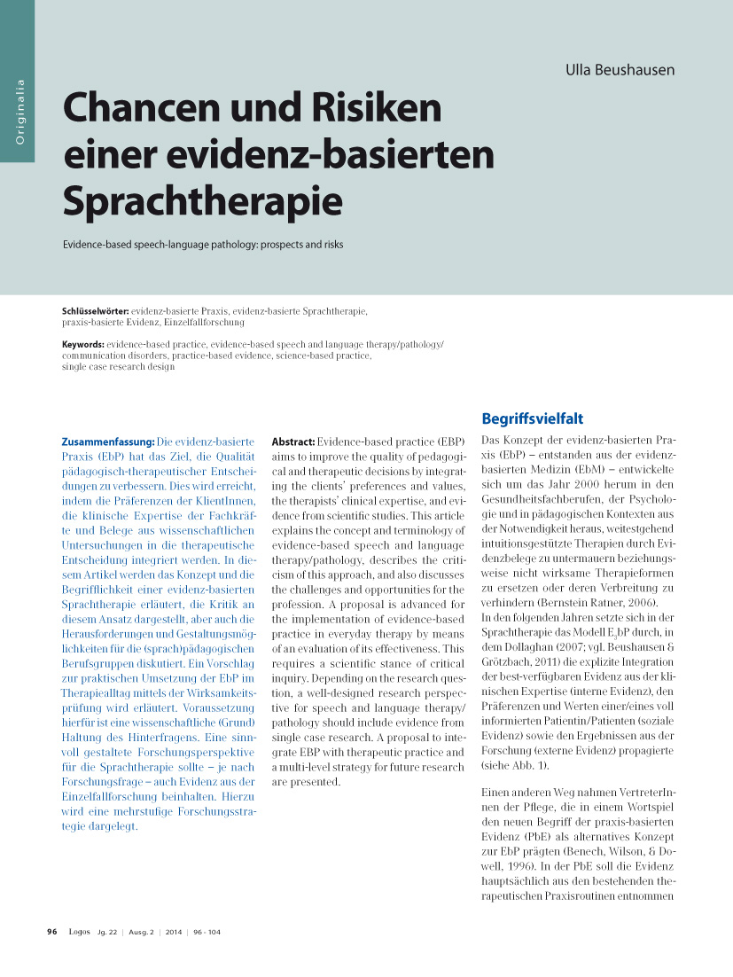 Chancen und Risiken einer evidenz-basierten Sprachtherapie