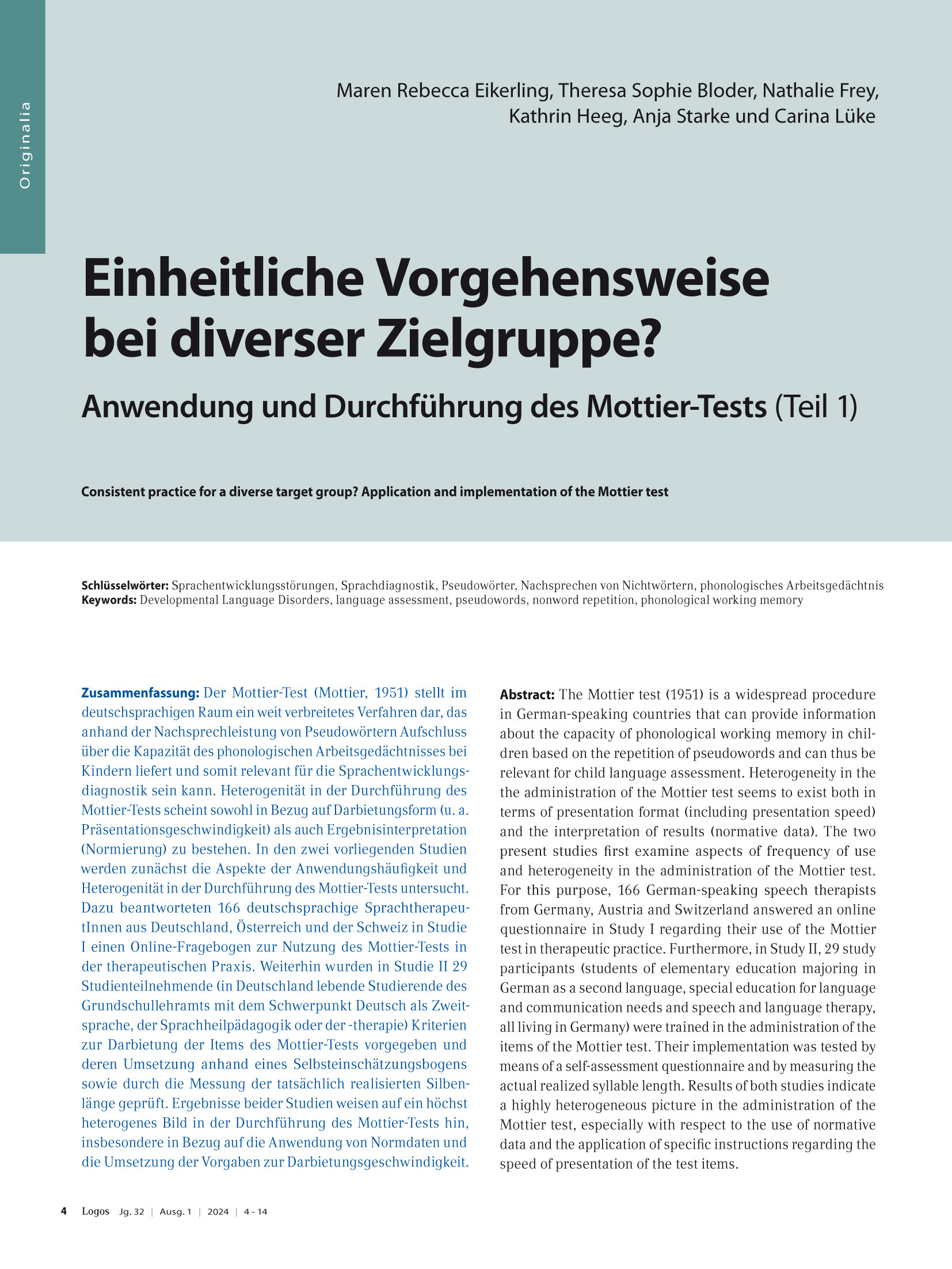 Einheitliche Vorgehensweise bei diverser Zielgruppe? Anwendung und Durchführung des Mottier-Tests (Teil 1)