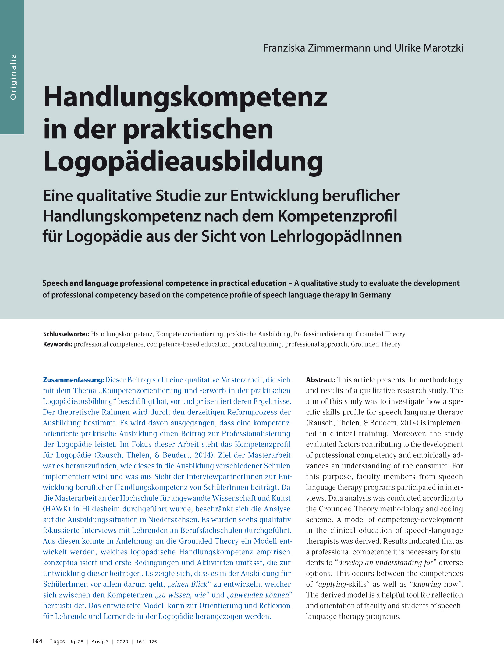 Handlungskompetenz in der praktischen Logopädieausbildung